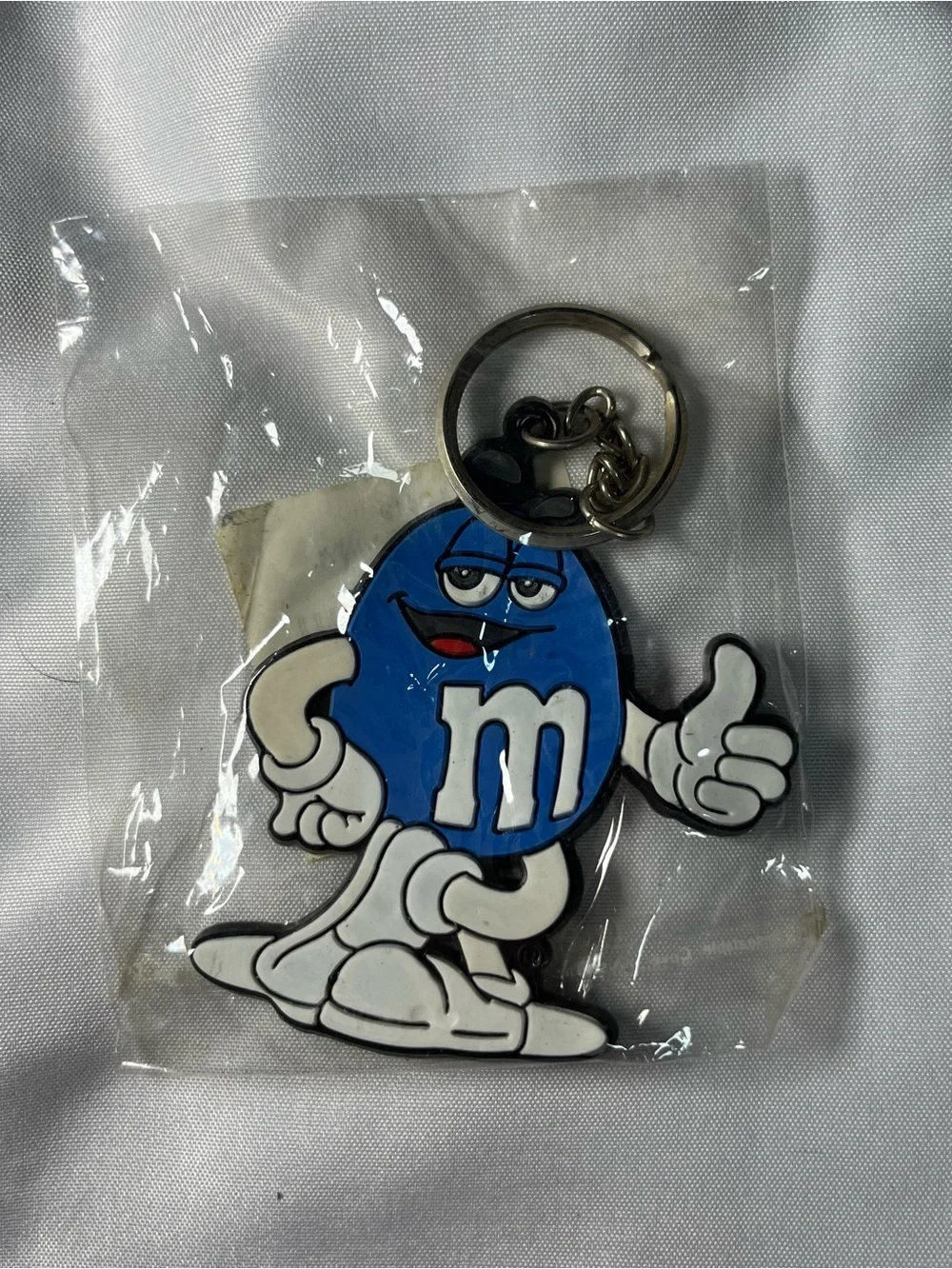Vintage 1997 Blue M&M Candy Keychain Plastic Sealed New Rare Collectible